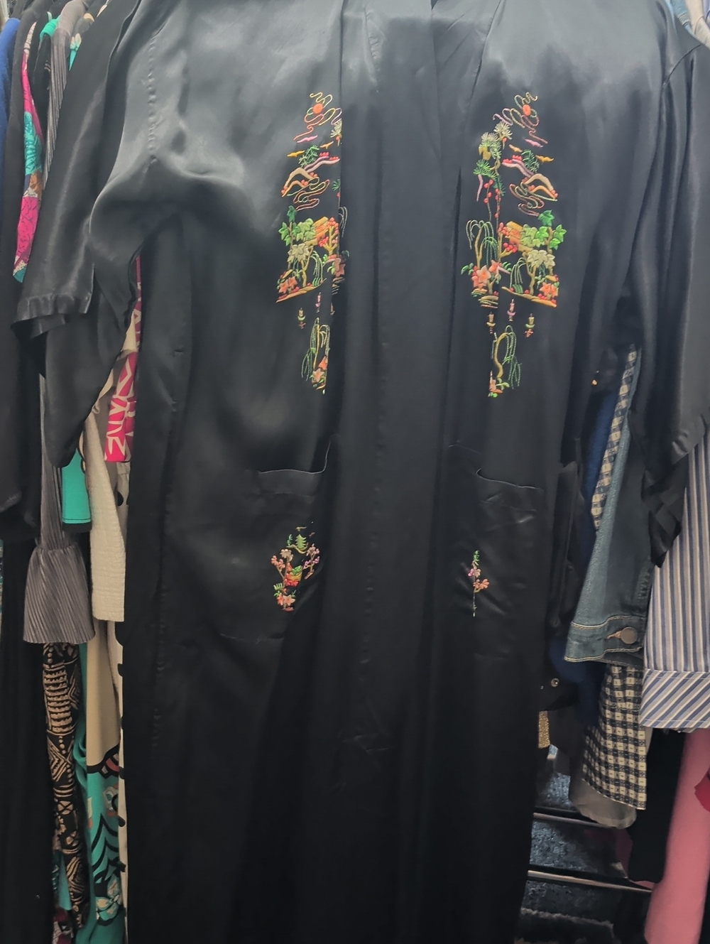 Black Long Sleeve Embroidered Maxi Dress